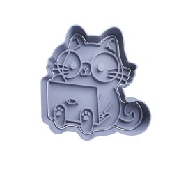 Gato con PC Laptop