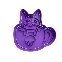 Gato en Taza con Craneo