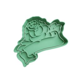 Rosa con Etiqueta Cortador de Galletas STL 3