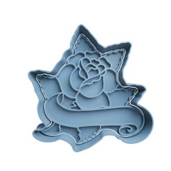 Rosa con Etiqueta Cortador de Galletas STL 2