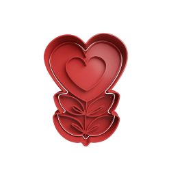 Flor Corazón Cortador de Galletas STL 2