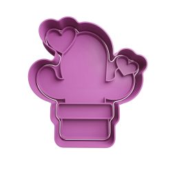 Cactus con Corazones Cortador de Galletas STL