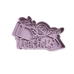 Teacher con lapiz y rosa Cortador de Galletas STL
