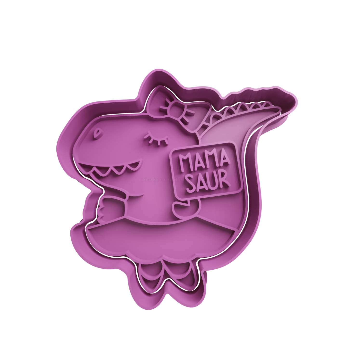 Dinosaurio con Cartel -Mama Saur Cortador de Galletas STL