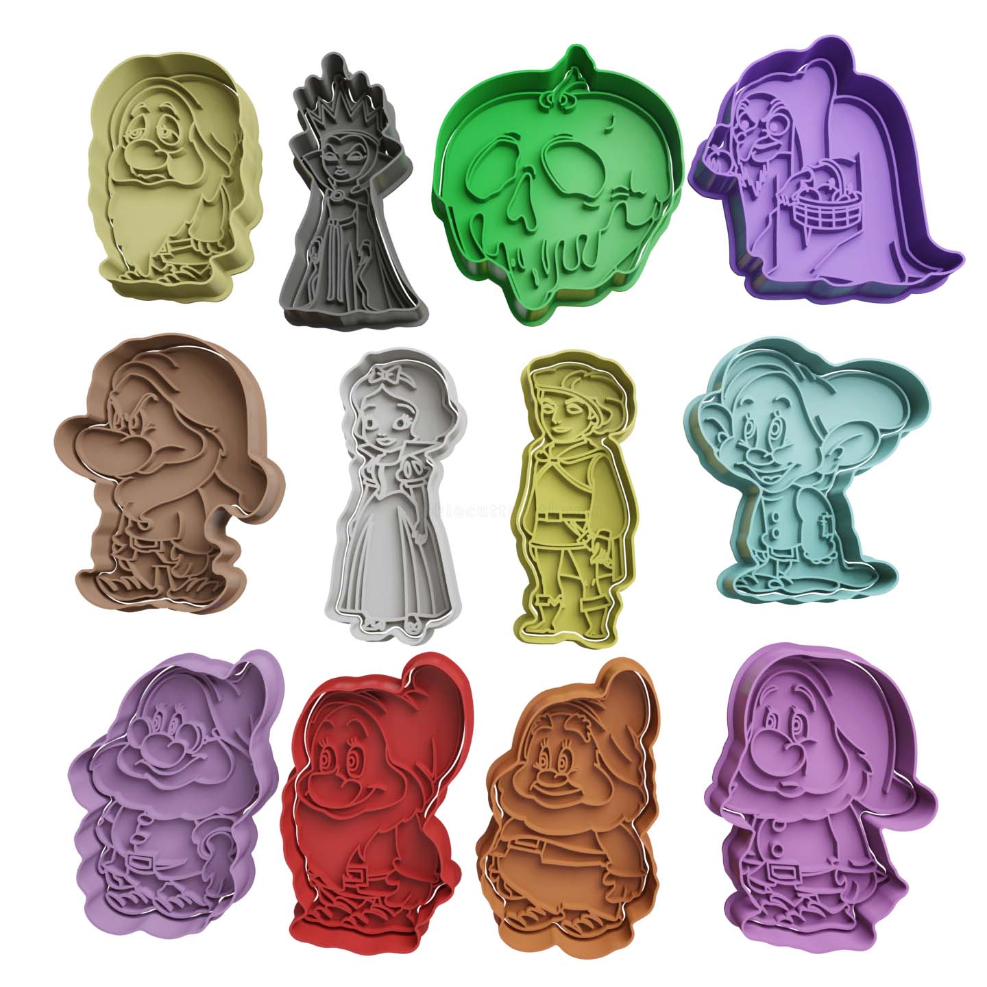 Blancanieves y los Siete Enanitos Cortador de Galletas STL