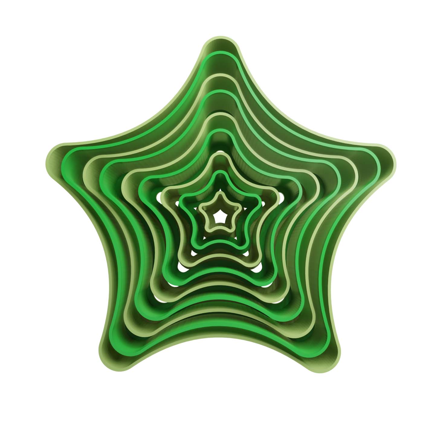 Set Estrellas Redondeadas 5 Puntas Cortador de Galletas STL 3