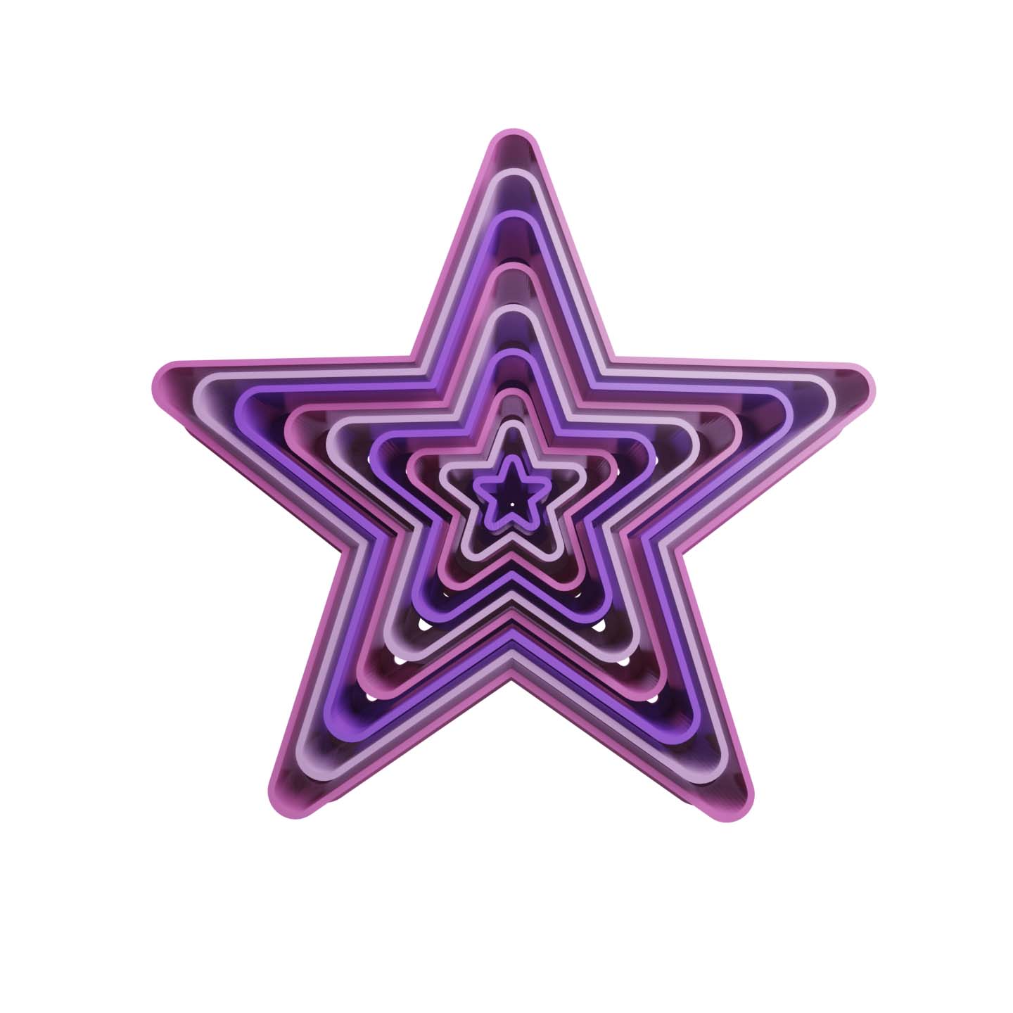 Set Estrellas Redondeadas 5 Puntas Cortador de Galletas STL 2