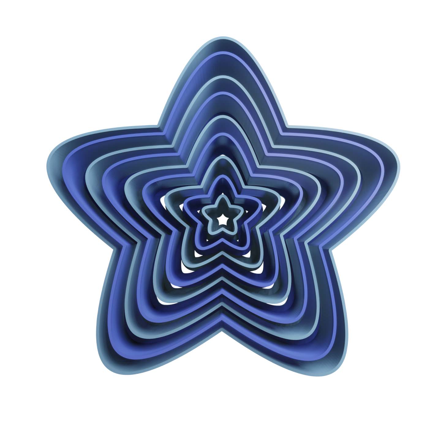 Set Estrellas Redondeadas 5 Puntas Cortador de Galletas STL