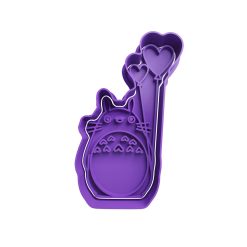 Totoro con Globos de Corazon Cortador de Galletas STL