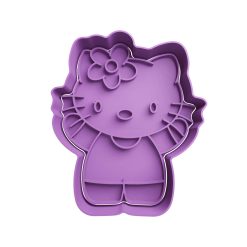 Hello Kitty con Flor Cortador de Galletas STL 2