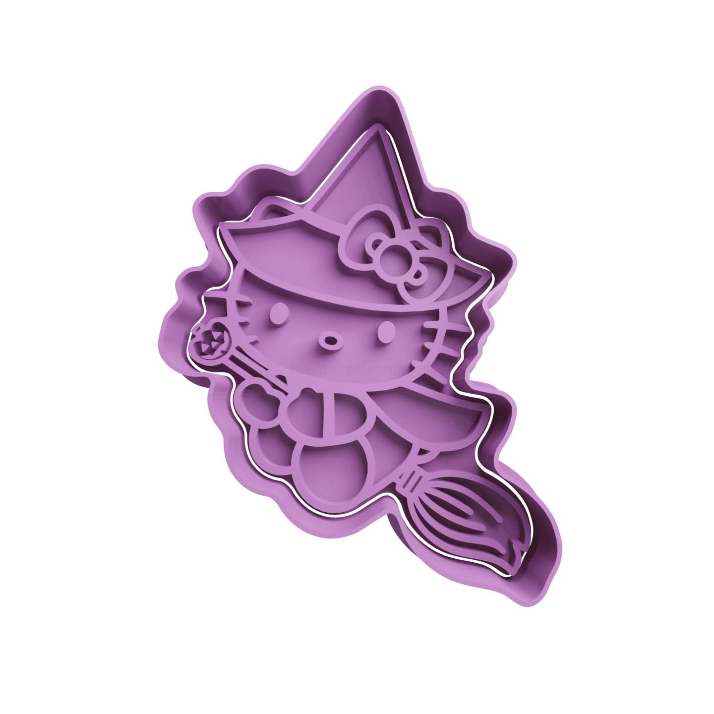 Hello Kitty Brujita en Escoba Cortador de Galletas STL 2