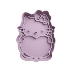 Hello Kitty con Corazón Cortador de Galletas STL 3